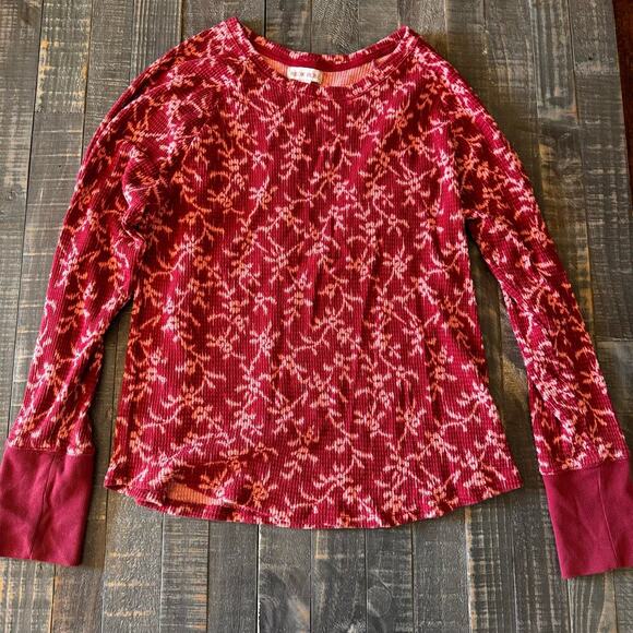 Knox Rose Ribbed Maroon Henley Long Sleeve Size XL - Picture 1 of 4
